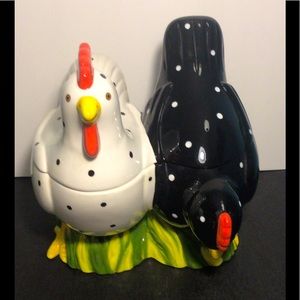 200 Clay Art 11in “Country Chickens” Cookie Jar